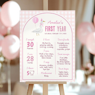 Poster Ballons d'oie rose soyeux Signal de l'anniversaire