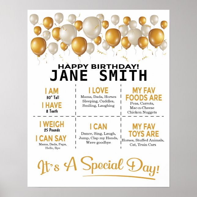 Poster Ballons d'or 16x20 Modèle Anniversaire (Devant)