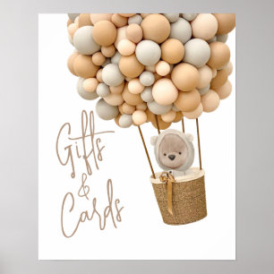 Poster Ballons d'ours Baby shower moderne Cadeaux et cart