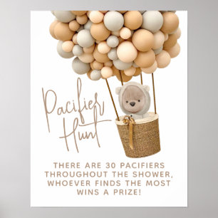 Poster Ballons d'ours Baby shower moderne chasse pacifiqu