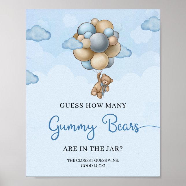 Poster Ballons d'ours en peluche Devinez combien d'ours d (Devant)