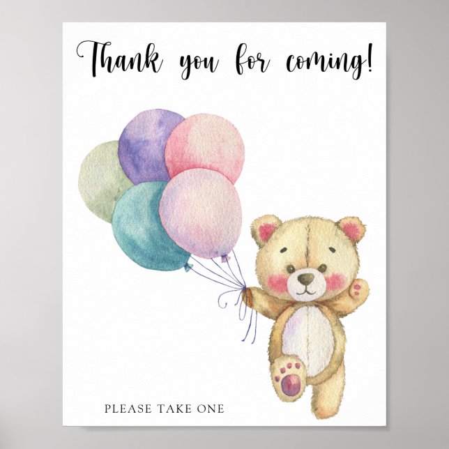 Poster Ballons d'ours en peluche - Merci à venir (Devant)