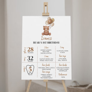 Poster Ballons d'ours en peluche Premier anniversaire Jal