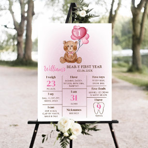 Poster Ballons d'ours en peluche Premier anniversaire Jal