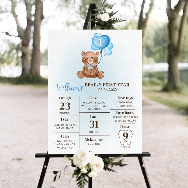 Poster Ballons d'ours en peluche Premier anniversaire Jal (Créateur téléchargé)