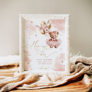 Poster Ballons d'ours en peluche rose pâle mignon - bar M