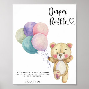 Poster Ballons d'ours en peluche - tombole de couche