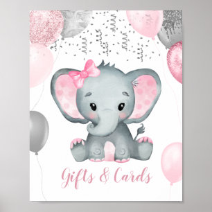 Poster Ballons Eléphant fille mignonne Cadeaux Baby showe