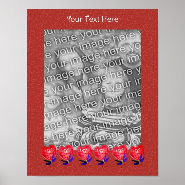 Poster Ballons en forme de coeur Amour Ajouter votre phot (Devant)
