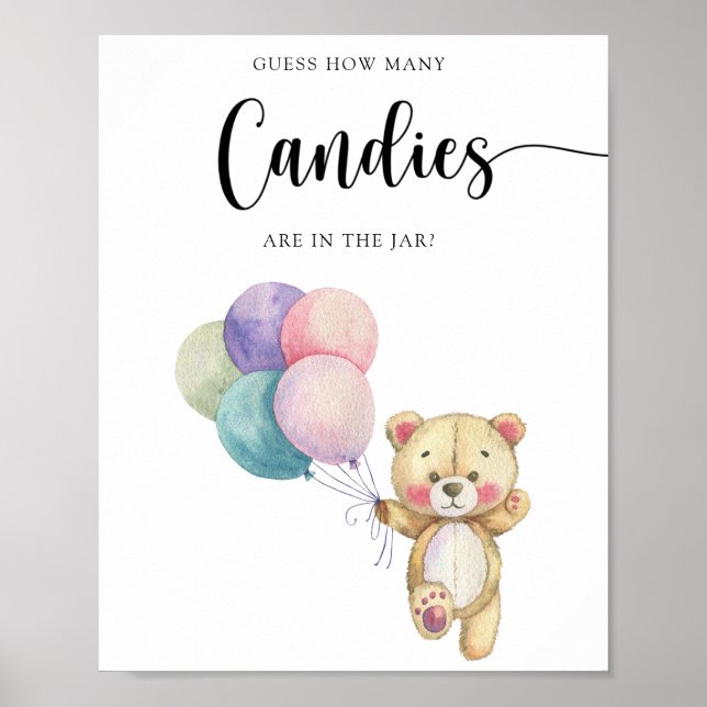 Poster Ballons en forme d'ours en peluche - devinez combi (Devant)