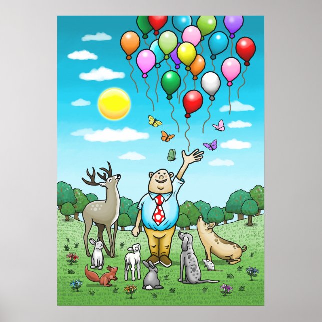Poster Ballons et anniversaires, la paire parfaite! Affic (Devant)