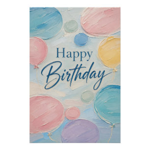 Poster Ballons Pastel Anniversaire Pinceaux