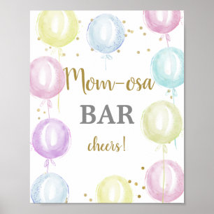 Poster Ballons pastel Baby shower Momosa Panneau bar