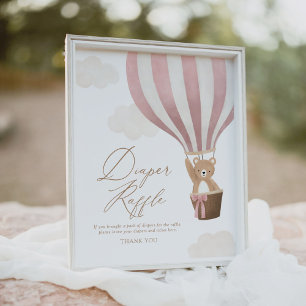 Poster Balloon de Baby shower de couche de  rose Teddy