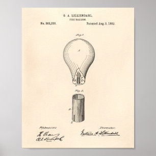 Poster Balloon Fire 1882 Brevet Art Vieux Poivre