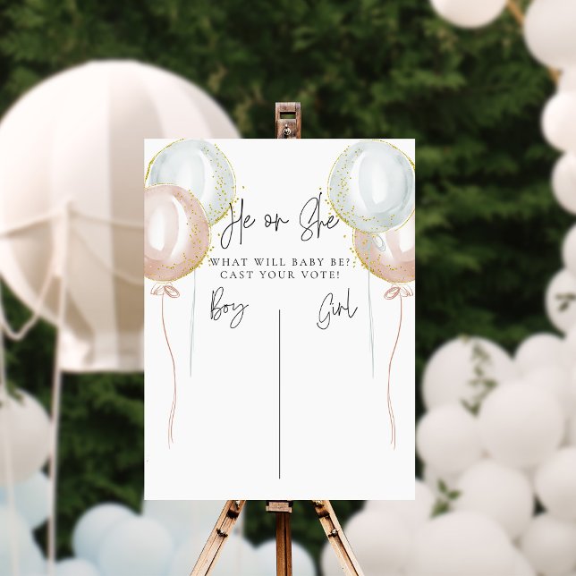 Poster Balloon rose et bleu Lui ou elle votant Révélation (Créateur téléchargé)