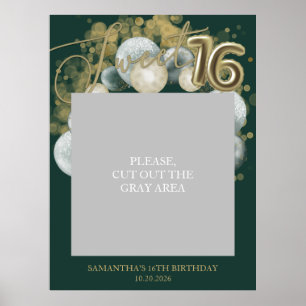 Poster Balloons de fête d'anniversaire Gold Sweet 16 Prop