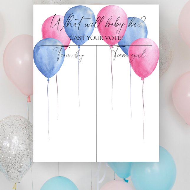 Poster Balloons Genre révéler Organigramme garçon ou fill (Créateur téléchargé)
