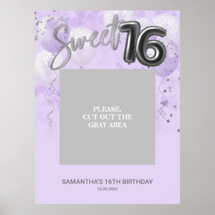 Poster Balloons Silver Sweet 16 Photo Prop Bleu Poussiére