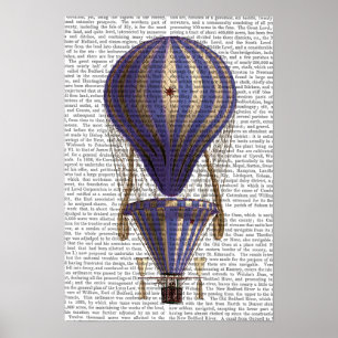 Poster Ballotte à air chaud à carreaux bleu