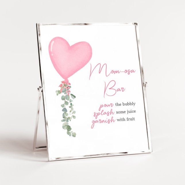 Poster Ballotte rose Valentine Maman Osa Bar (A Little Sweetheart Balloon Baby Shower Mom Osa Bar Sign)