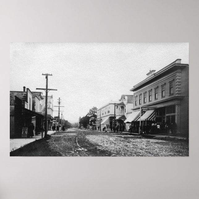 Poster Balnéaire, Oregon Main Street View Photographie (Devant)