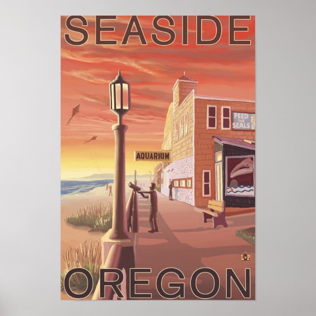 Poster Balnéaire, Oregon Vue Aquarium (Devant)