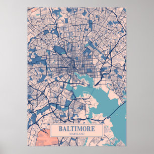 Poster Baltimore - Maryland Breezy City Map