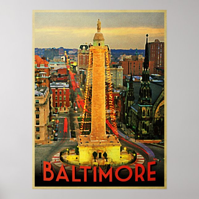 Poster Baltimore vintage À Dusk (Devant)