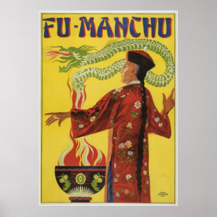 Poster Bamberg ~ Fu Manchu Magicien ~ Vintage Magicien
