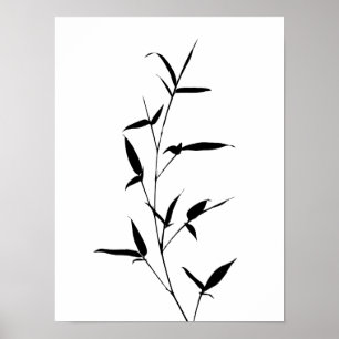 Poster Bamboo Silhouette Arrière - plan Modèle noir