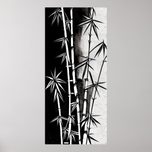 Poster Bambou moderne noir et blanc spectaculaire