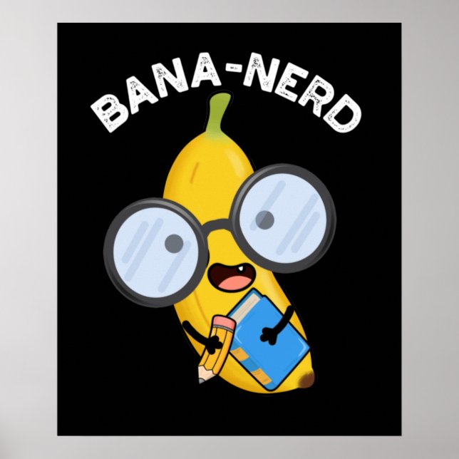Poster Bana nerd Fruit drôle Pun Nerd Dark BG (Devant)