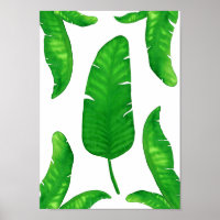 Banane tropicale Palm Feuille imprimé A4 Aquarelle