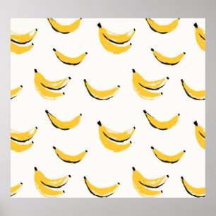 Poster Bananes dessinées à la main, motif sans couture él