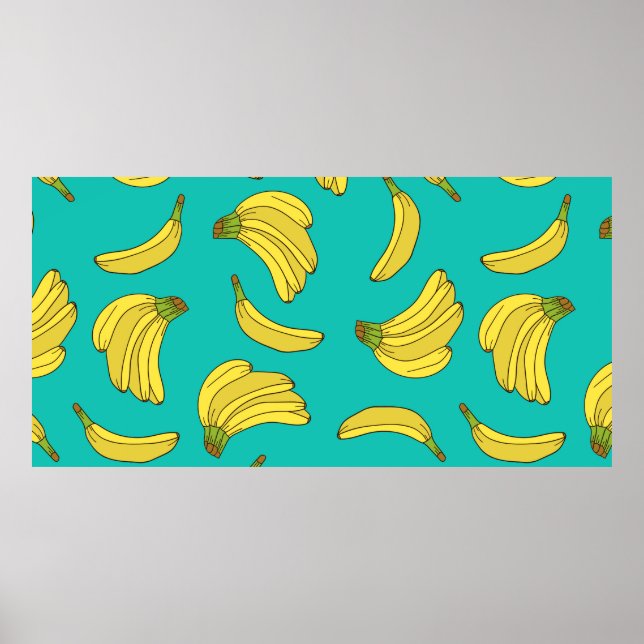 Poster Bananes dessinées à la main sans couture motif. Es (Devant)