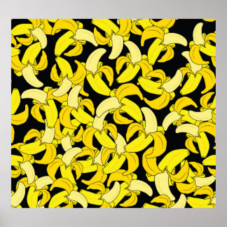 Poster Bananes jaunes vintages : Arrière - plan noir