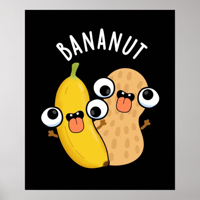 Poster Bananut Funny Fruit Banana Pun Dark BG (Devant)