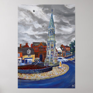 Poster Banbury Cross, Oxfordshire Art original coloré