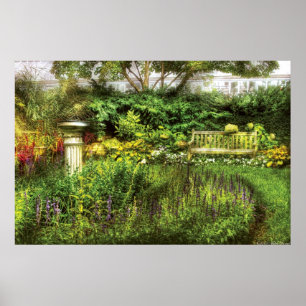 Poster Banc - Plaisir de jardin