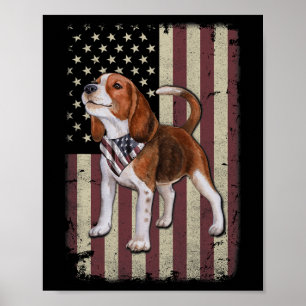 Poster Bandana Drapeau Américain Beagle Patriotique 4 Jui