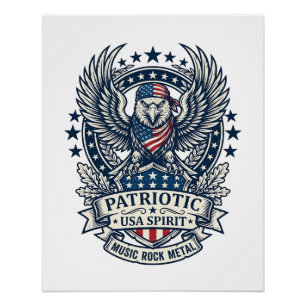 Poster Bandana Patriotique Rocker Old Glory Musique Rock 