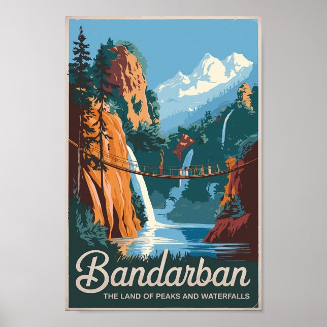 Poster Bandarban Bangladesh Travel Art Vintage (Devant)