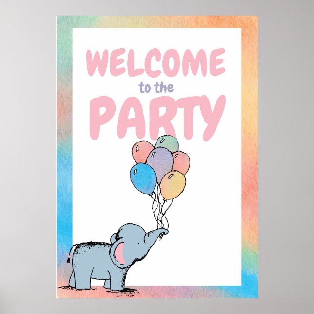 Poster Bande de ballons dessinés par Elephant Pastel pour (Devant)