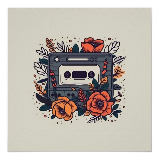 Poster Bande de cassette florale (Devant)