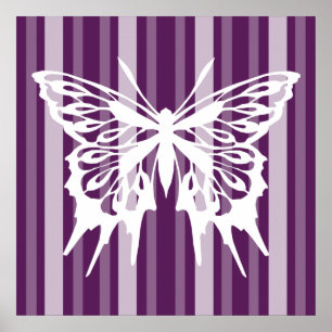 Poster Bande de dame victorienne pourpre avec papillon