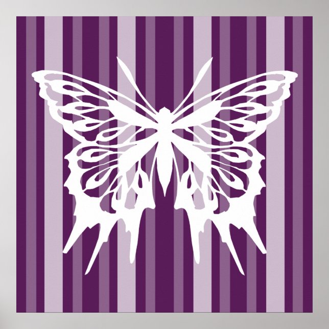 Poster Bande de dame victorienne pourpre avec papillon (Devant)