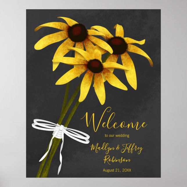 Poster bande de fleur sauvage Black Eyed Susan mariage (Devant)