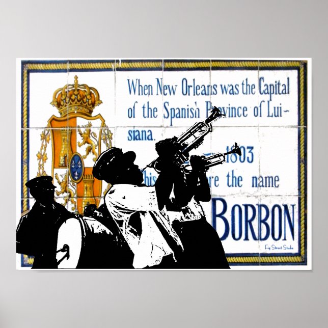 Poster Bande de laiton Bourbon St Tile Mural (Devant)