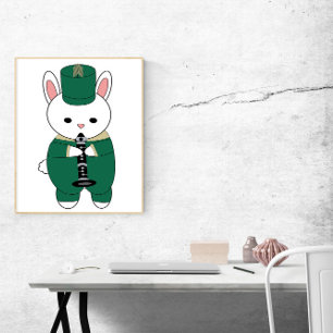 Poster Bande de Marquage de lapin Clarinet Green Gold